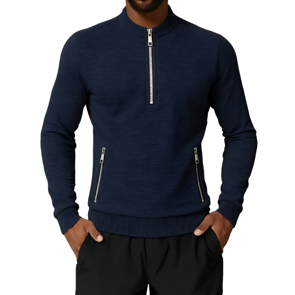 Men's Navy Half-Zip Fleece Pullover