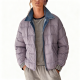 Lavender Denim-Collar Puffer Jacket