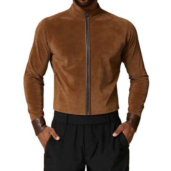 Men's Brown Suede Zip Jacket