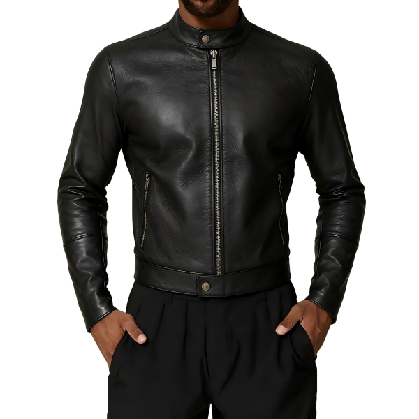 Men's Black Leather Biker Jacket