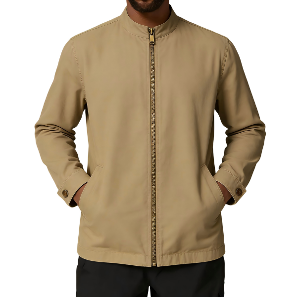 Men's Beige Zip-Front Jacket